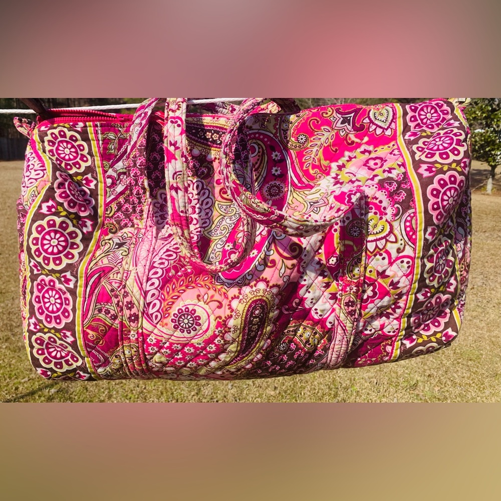 Vera Bradley Pink and Green Paisley Tote Set